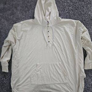 Maurices Women's Light Yellow Hoodie with Button Detail